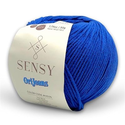 Sensy OriJeans İplik, Amigurumi Pamuk İpliği, Pamuk İpliği Tığ İşi,%60 Pamuk,%40 Akrilik, 49,5 g, 180 Yard, Ölçü 2 İnce (Saks Mavi)