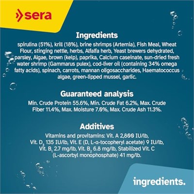 sera Micron Nature 50 ml (25 g) – Zoo (%18 krill) ve fitoplankton (%51 spirulina), genç balık yemi veya mercan yemi ve midye yemi veya karidesli
