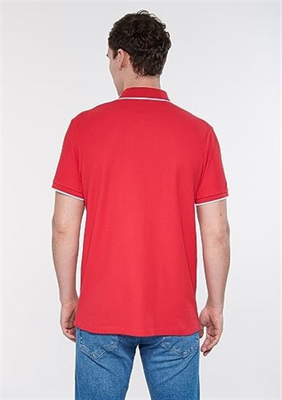 Şerit Detaylı Kırmızı Polo Tişört Slim Fit/Dar Kesim 066039-33203