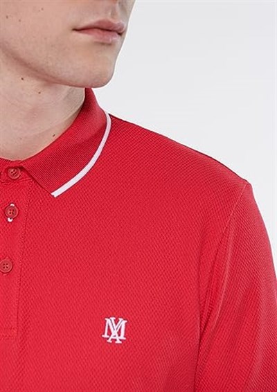 Şerit Detaylı Kırmızı Polo Tişört Slim Fit/Dar Kesim 066039-33203