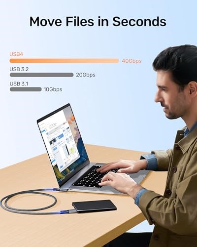 Sertifikalı 240W USB4 Kablosu, Thunderbolt 4 Kablosu, 40 Gbps USB C Veri Kablosu, PD 3.1 140W 240W Şarj Kablosu, MacBook M1 M2 için 8K60Hz 4K144Hz HDR Video USB C Kablosu, Mac mini, SSD, Yerleştirme