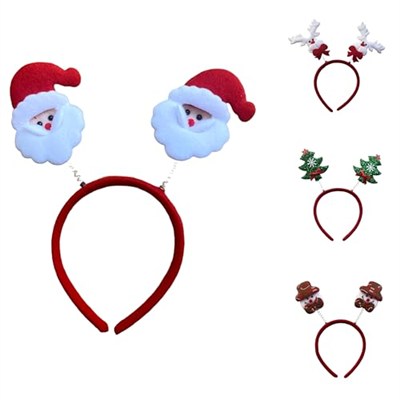 Set of 4 Christmas Headbands with Different Designs Christmas Party Holiday Headbands for Kids Women Men Christmas and Holiday Parties Christmas Party Gifts (One Size Fits All)