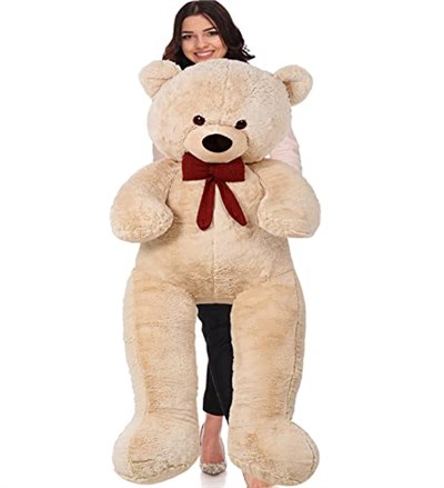 Sevgiliye HEDİYE- 160 cm İthal Kumaş Papyonlu DEV Boy Peluş Ayı Bej