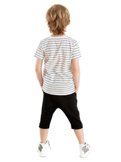 Sevimli Dino Erkek Çocuk T-shirt Kapri Şort Takım