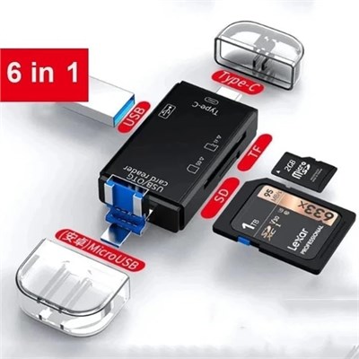 Seyahat USB Bellek Kartı Okuyucu Mikro ve Düzenli SD Kartlar Seyahat için - 6 in 1 Dizüstü Güvenli Dijital Evrensel Kompakt OTG Adaptörü