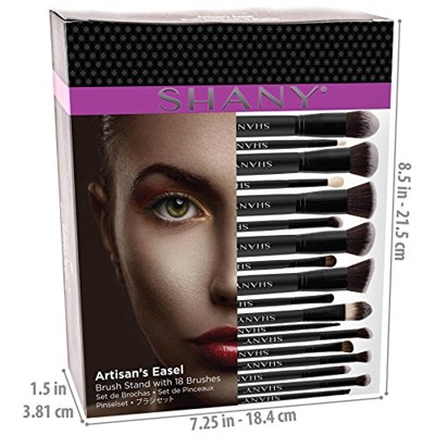 SHANY Artisans Easel – Elite Cosmetics Fırça Koleksiyonu, Komple Kabuki Makyaj Fırçası Seti, Ayaklı Dönüştürülebilir Fırça Tutuculu, 18 parça