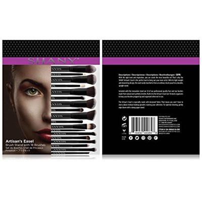 SHANY Artisans Easel – Elite Cosmetics Fırça Koleksiyonu, Komple Kabuki Makyaj Fırçası Seti, Ayaklı Dönüştürülebilir Fırça Tutuculu, 18 parça