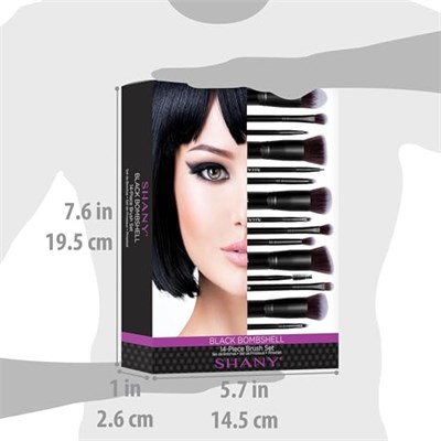 SHANY Black Bombshell 14 Parça Fırça Seti – Elite Cosmetics Fırça Koleksiyonu - Komple Kabuki Makyaj Fırçası Seti Siyah - 14 Parça