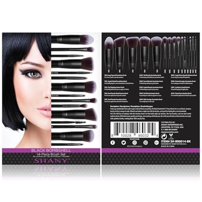 SHANY Black Bombshell 14 Parça Fırça Seti – Elite Cosmetics Fırça Koleksiyonu - Komple Kabuki Makyaj Fırçası Seti Siyah - 14 Parça