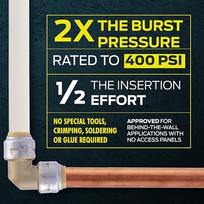 SharkBite Max 1/2 İnç Küresel Vana, Pirinç Tesisat Bağlantısı Bağlantısı için İtin, Su Kapatma, PEX Boru, Bakır, CPVC, PE-RT, HDPE, UR22222A