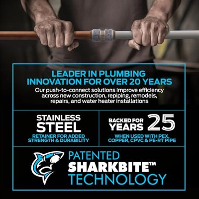SharkBite Max 1/2 İnç Küresel Vana, Pirinç Tesisat Bağlantısı Bağlantısı için İtin, Su Kapatma, PEX Boru, Bakır, CPVC, PE-RT, HDPE, UR22222A