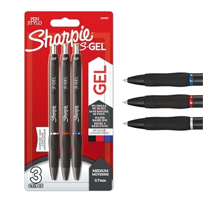SHARPIE Sharpie S Gel Jel Mürekkepli Kalem, 0.7 Mm, Siyah, Mavi, Kırmızı - 3Lü Bls