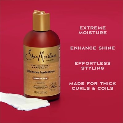 SHEA MOISTURE Hidrasyon Saç Sütü Kuru Saçlar İçin Manuka Bal ve Mafura Yağı, Nemlendirici ve Tarz Saçlar için 8 oz