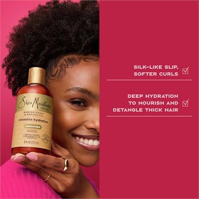 SHEA MOISTURE Hidrasyon Saç Sütü Kuru Saçlar İçin Manuka Bal ve Mafura Yağı, Nemlendirici ve Tarz Saçlar için 8 oz