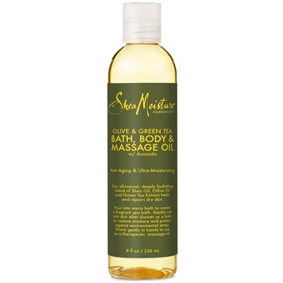 SHEA MOISTURE Masaj Yağı - Avokado Yağı ile Zeytin ve Yeşil Çay, Kuru Ciltler İçin Derin Nemlendirici Banyo ve Vücut Masaj Yağları, 8 Fl Oz