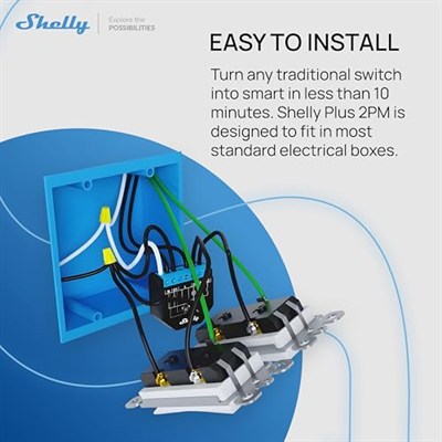 Shelly Plus 2PM | WLAN 2 kanallı akıllı röle şalteri | güç tüketimi ölçümü, ev otomasyonu | Google Home Alexa aksesuarı | iOS Android uygulaması