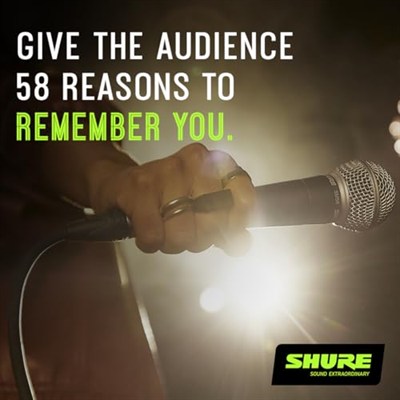 Shure SM58 Kardiyot Dinamik Vokal Mikrofonu, 25 XLR Kablo, Pnömatik Şok Montajı, Dahili Pop Filtreli Küre Örgü Izgara, A25D Mikrofon Klipsi, Saklama Çantası, 3-pin XLR Konnektör (SM58-CN)