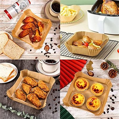 Sıcak hava fritözleri için fırın kağıdı, 100 adet Airfryer pişirme kağıdı, yapışmaz, yağa dayanıklı, suya dayanıklı hava fritözü, tek kullanımlık parşömen kağıdı, fırın ve mikrodalga için