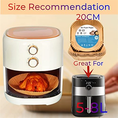 Sıcak hava fritözleri için fırın kağıdı, 100 adet Airfryer pişirme kağıdı, yapışmaz, yağa dayanıklı, suya dayanıklı hava fritözü, tek kullanımlık parşömen kağıdı, fırın ve mikrodalga için