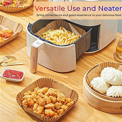 Sıcak hava fritözleri için fırın kağıdı, 100 adet Airfryer pişirme kağıdı, yapışmaz, yağa dayanıklı, suya dayanıklı hava fritözü, tek kullanımlık parşömen kağıdı, fırın ve mikrodalga için