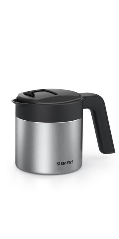 Siemens Termos kahve demliği TZ40001, doğrudan kahve otomatından demleme, sıcak tutma fonksiyonu, sürgülü kapak, kolay temizlenir, EQ500, EQ700, EQ6 plus ve EQ900 için mükemmel, 1 l, paslanmaz çelik