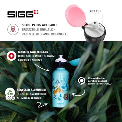 Sigg Alüminyum çocuk içecek şişesi – KBT Bella Unicorn – sızdırmaz – tüy kadar hafif – BPA içermez – iklim açısından zararsız sertifikalı – açık mavi – 0,4 l