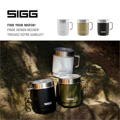 SIGG - Camp termos bardak – Travel Mug Roasted Green – Tritan kapaklı – bulaşık makinesinde yıkanabilir – kulplu – BPA içermez – yalıtımlı bardak çift cidarlı – beyaz – 0,36 l