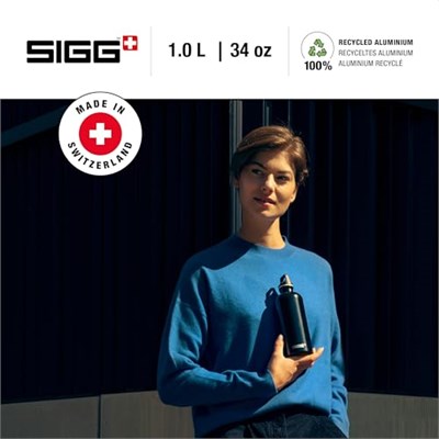 SIGG Traveller içecek şişesi (1 L), zararlı madde içermez ve sızıntı yapmaz içecek şişesi, alüminyum tüy kadar hafif içecek şişesi