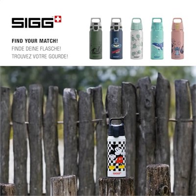SIGG - WMB One Mickey Retro alüminyum içecek şişesi, gazlı içecekler için uygundur, sızdırmaz, tüy kadar hafif, BPA içermez, iklime zarar vermez, ekrü sertifikalı, 0,6 l