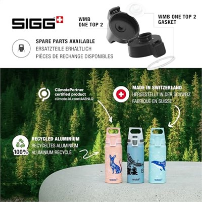 SIGG - WMB One Mickey Retro alüminyum içecek şişesi, gazlı içecekler için uygundur, sızdırmaz, tüy kadar hafif, BPA içermez, iklime zarar vermez, ekrü sertifikalı, 0,6 l