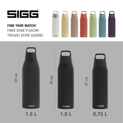 SIGG - Yalıtımlı içecek şişesi – Shield Therm One Black – gazlı içecekler için uygundur – sızdırmaz, bulaşık makinesinde yıkanabilir – BPA içermez –%90 geri dönüştür - Seçenekler: 0,5 l, 0,75 l, 1,0 l