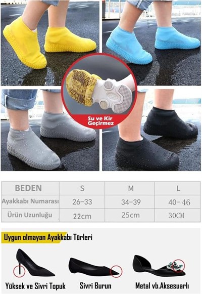 Silikon Ayakkabı Kılıfı Kaymaz Su Kir Geçirmez