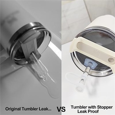 Silikon Dökülme Durdurucu Seti Stanley Cup 2.0 30oz ve 40 oz Hasır Kapaklı (2li Set, Şeffaf)