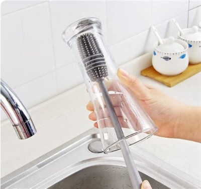 Silikon Kavanoz Fırçası Uzun Saplı Silikon Bardak, Biberon, Kavanoz Yıkama Fırçası Şişe Yıkama Fırçası (33cm)