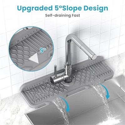 Silikon Musluk Paspası Sıçrama Koruması, Mutfak Lavabosu için Lavabo Koruyucuları, 17,1 x 5,9 İnç, Musluğun Arkasındaki Lavabo Sıçrama Koruması, Mutfak ve Banyo