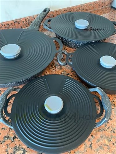 Silikon Tencere Kapağı, Tava Kapağı, Isı Koruyucu, Vakumlu kapak, Muhafaza kapağı (Siyah, 4lü) - Bedenler: 4lü, 20Cm, 23Cm, 28Cm