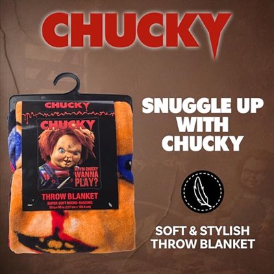 Silver Buffalo Çocuk Oyunu Chucky Wanna Play Polar Battaniye - 132 x 150 cm | Korku Hayranları için Yumuşak ve Rahat Battaniye