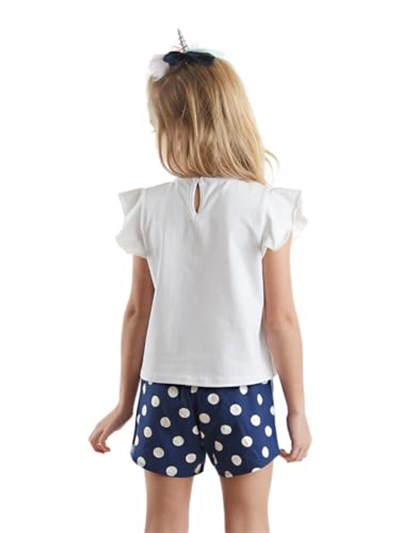 Sim Unicorn Kız Çocuk T-Shirt Poplin Şort Takım