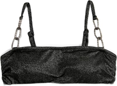Simli Bikini Üstü Metal Aksesuar Detaylı Askılı Kaplı
