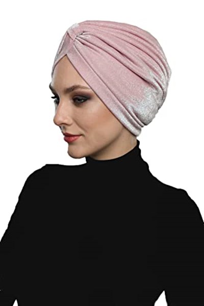 Simli Pike Çapraz Bantlı Astarlı Hazır Türban Tesettür Bone Abiye