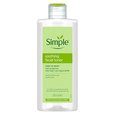 Simple Yatıştırıcı Yüz Toniği,%100 Alkol İçermeyen, Hassas Ciltler İçin, 200ml