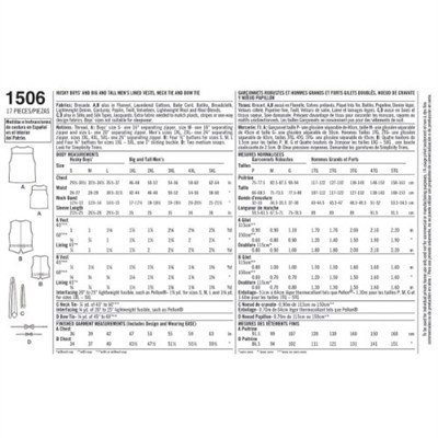 Simplicity Simplcity Dikiş Deseni 1506: Husky Erkek Çocuk ve Büyük ve Uzun Erkek Yelekleri, Beden A, A (S-L / 1XL-5XL), Beyaz