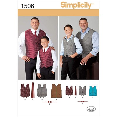 Simplicity Simplcity Dikiş Deseni 1506: Husky Erkek Çocuk ve Büyük ve Uzun Erkek Yelekleri, Beden A, A (S-L / 1XL-5XL), Beyaz