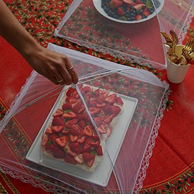 Simply Genius Pop-Up Mesh Gıda Örtüsü Çadır - 43 x 43 cm, Beyaz, 3lü Paket, Kompakt - Kamp Temelleri ve Piknik Yiyecek Örtüleri - Açık Hava Partisi Temelleri