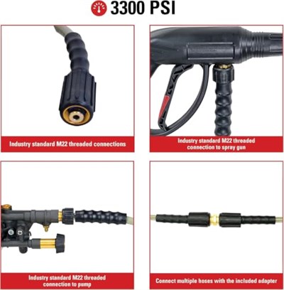 Simpson Cleaning 40224 Morflex Serisi 3300 PSI Basınçlı Yıkama Hortumu, Soğuk Su Kullanımı, 1/4 İnç x 25 Feet, Doğal