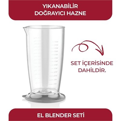 Sinbo SHB-3102 El Blenderi Çubuk Blender, Paslanmaz Çelik Uç, Ölçü Kabı Dahil, Çorba Sos Püre Smoothie Hazırlama, Ergonomik Tutuş, Beyaz