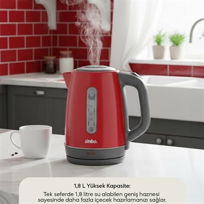 Sinbo SK-8031 Su Isıtıcı Kettle – Paslanmaz Çelik, 1.8 L, Inox, Otomatik Kapanma (Açık Gri)