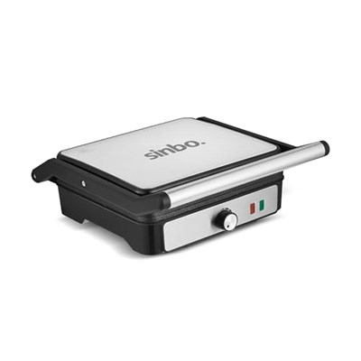 Sinbo SSM-2590 Inox Izgara ve Tost Makinesi, 2000 W, 180° Açılabilir Gövde, Alüminyum Plaka, 6 Dilim Kapasite