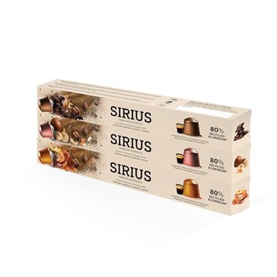 Sirius Premium Aromalı Kapsül Kahve 3lü Set (Karamel-Çikolata-Fındık)