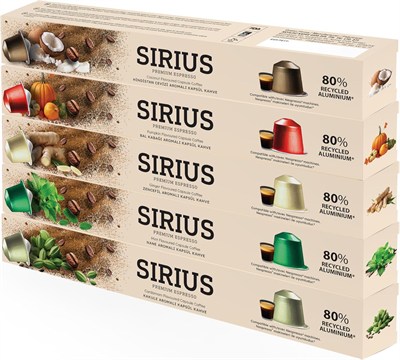 Sirius Premium Aromalı Kapsül Kahve 5li Set (Kakule-Nane-Zencefil-Bal Kabağı-Hindistan Cevizi)